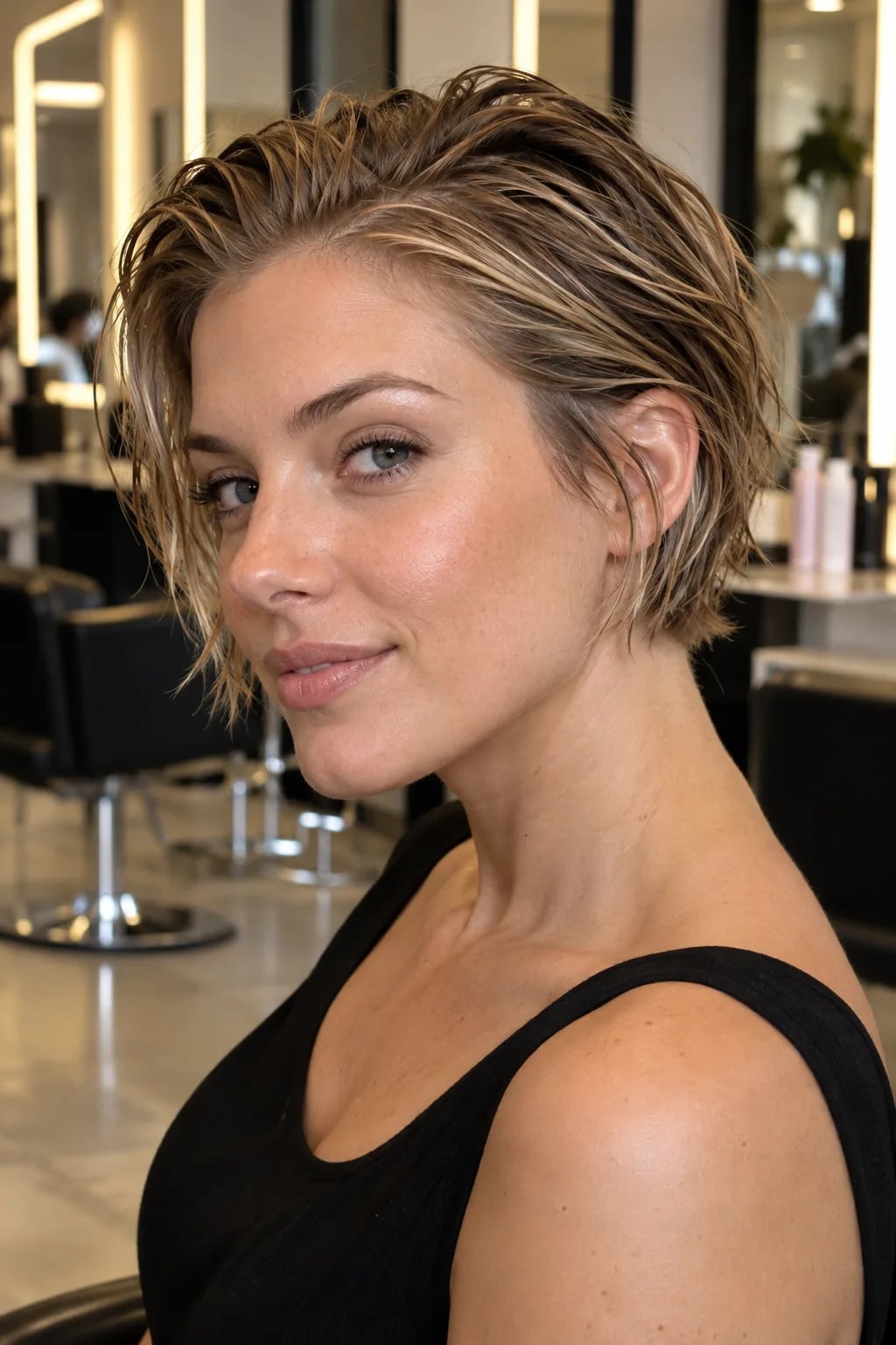 Dark Brown Bixie With Choppy Layers Dark Brown Bixie With Choppy Layers — Simple Bixie Haircut