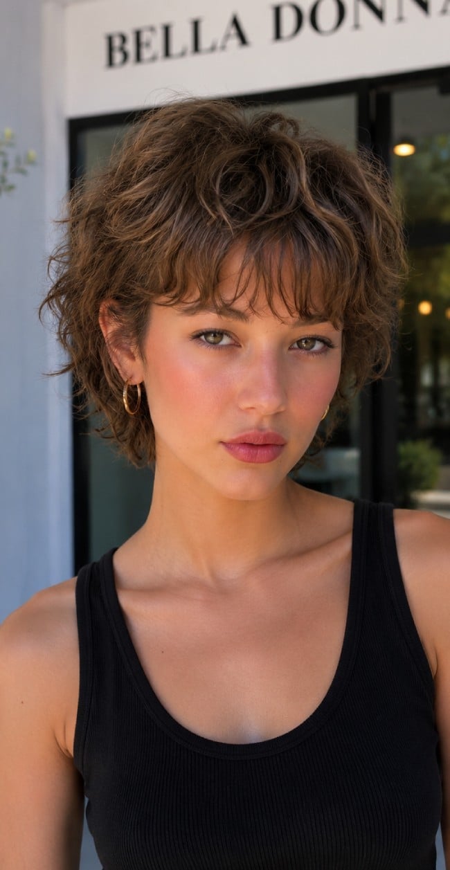 Chocolate Brown Bixie With Wispy Fringe Chocolate Brown Bixie With Wispy Fringe — Simple Bixie Haircut