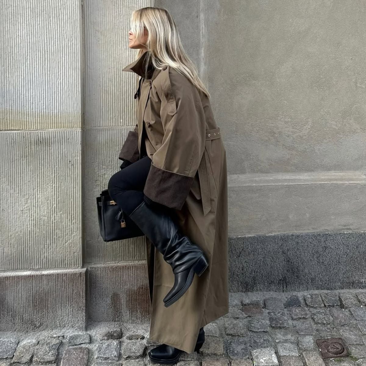 Black Boots With Leggings And A Trench Coat Black Boots With Leggings And A Trench Coat — Simple Black Boots Outfit