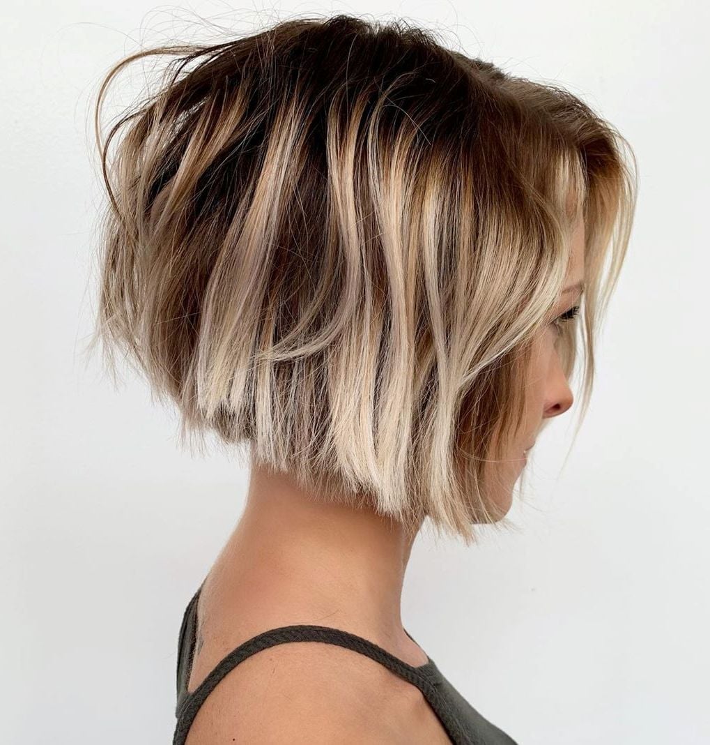 Layered Blonde Bob Textured Ends — Simple Blunt Bob
