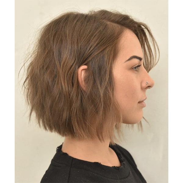 Medium Brown Chin Bob Air Dried — Simple Blunt Bob