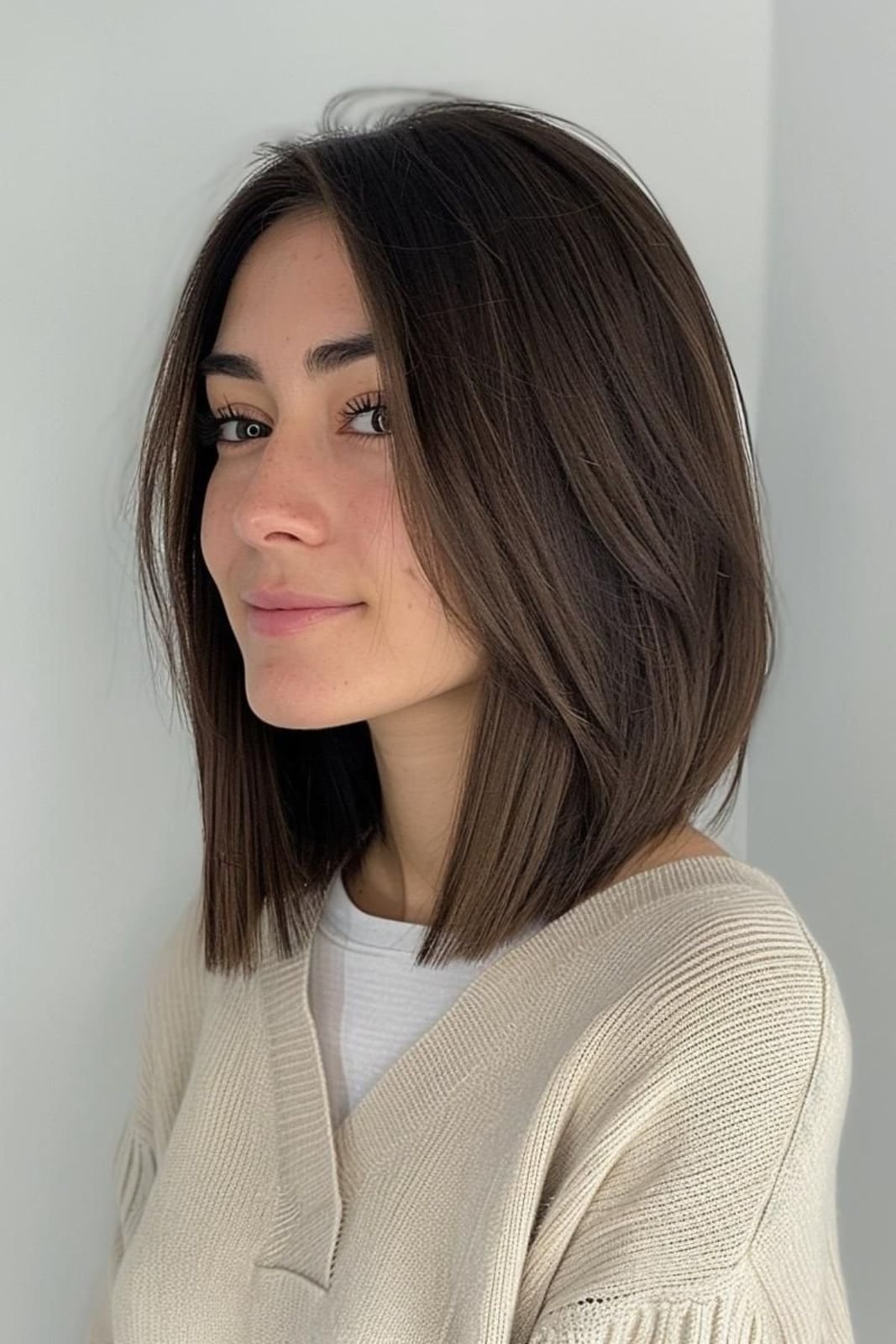 Collarbone Bob With Curtain Bangs — Simple Blunt Bob