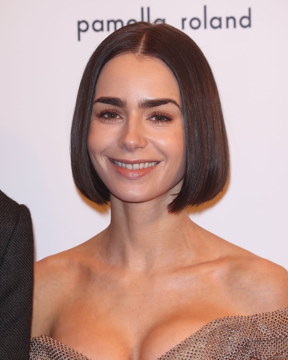 Thick Straight Dark Brown Chin Bob, Close-Up Take — Simple Blunt Bob