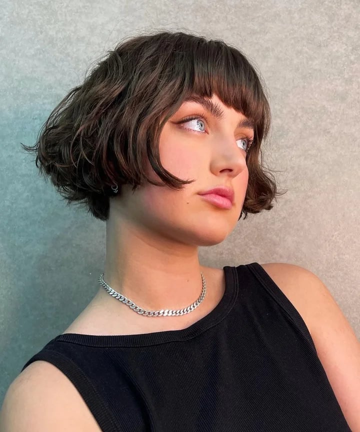 Chin Length Bob With Blunt Bangs — Simple Bob Hairstyles