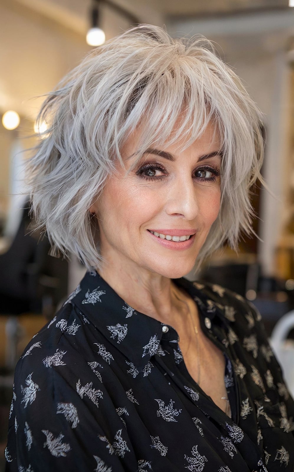 Grey Chin Bob With Stacked Back — Simple Bob Hairstyles