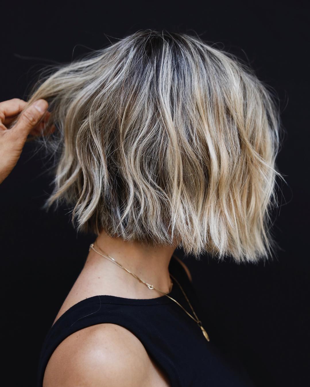 Chin Length Bob With Lived-In Color Effect Chin Length Bob With Lived-In Color Effect — Simple Bob with Highlights