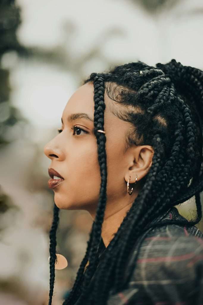 Mid-Back Black Box Braids With Abundant Loose Curls, Curly — Simple Boho Braids