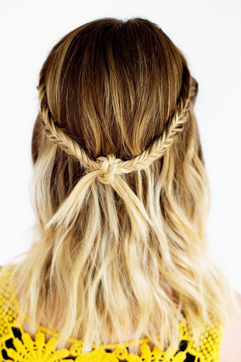 Shoulder Length Blonde Single Braid With Knot Detail — Simple Boho Braids