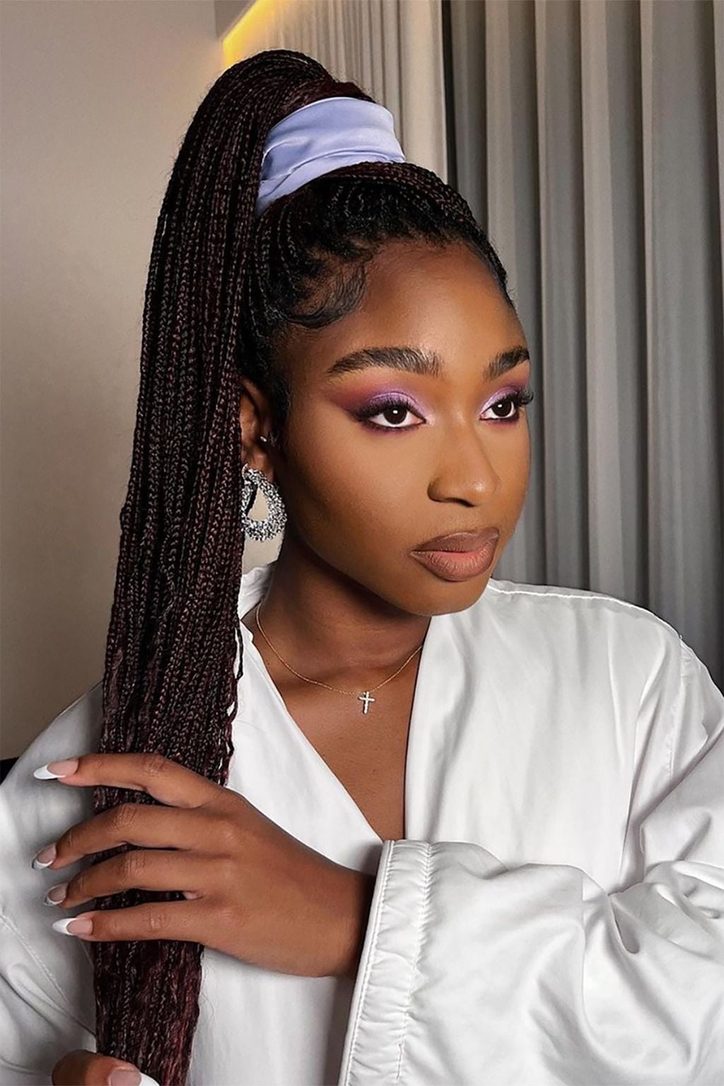 Mid-Back Dark Brown Box Braids Ponytail — Simple Box Braids