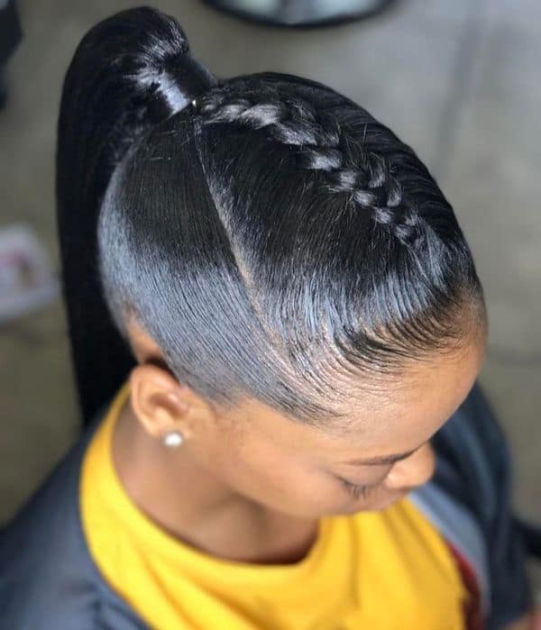 Sleek Braided Ponytail With Side Details — Simple Braided Ponytail Hairstyles Black