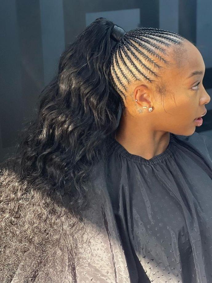 Cornrows To Wavy Extensions Ponytail — Simple Braided Ponytail Hairstyles Black
