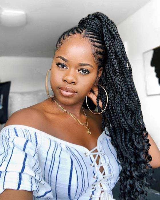 Cornrows To Curly Braided Ponytail — Simple Braided Ponytail Hairstyles Black