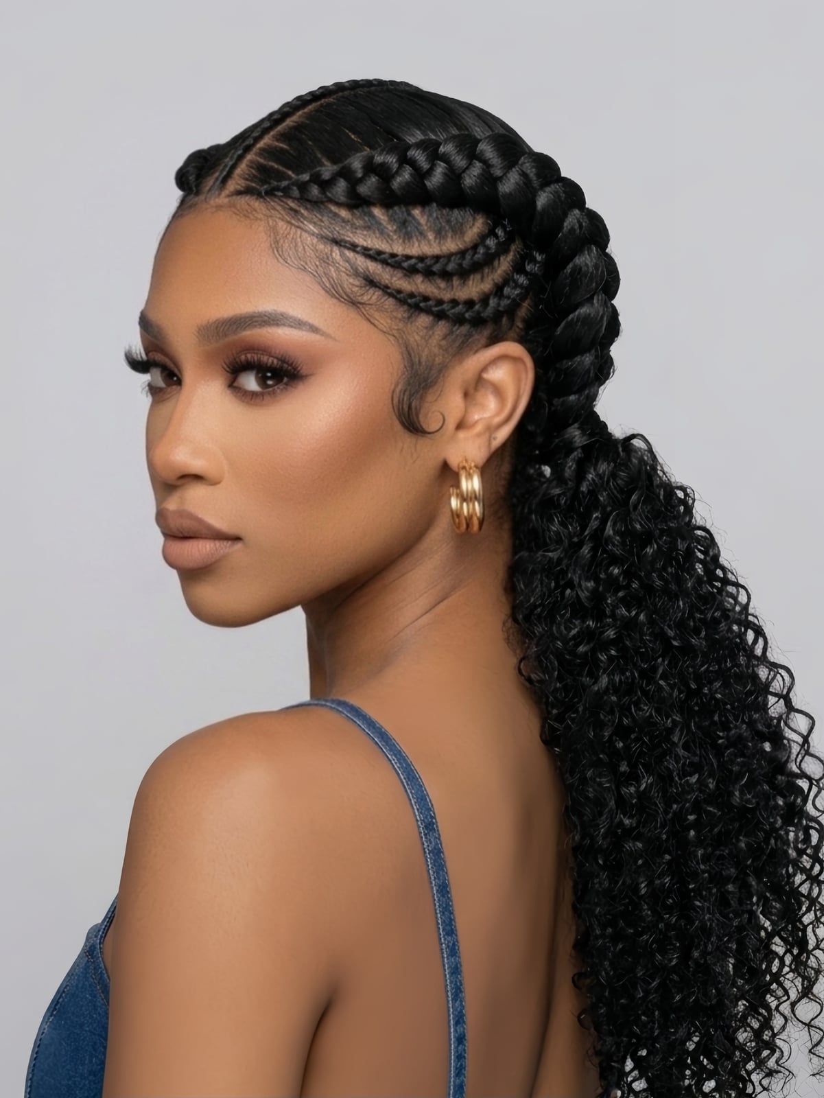 Cornrows To Thick Curly Ponytail — Simple Braided Ponytail Hairstyles Black