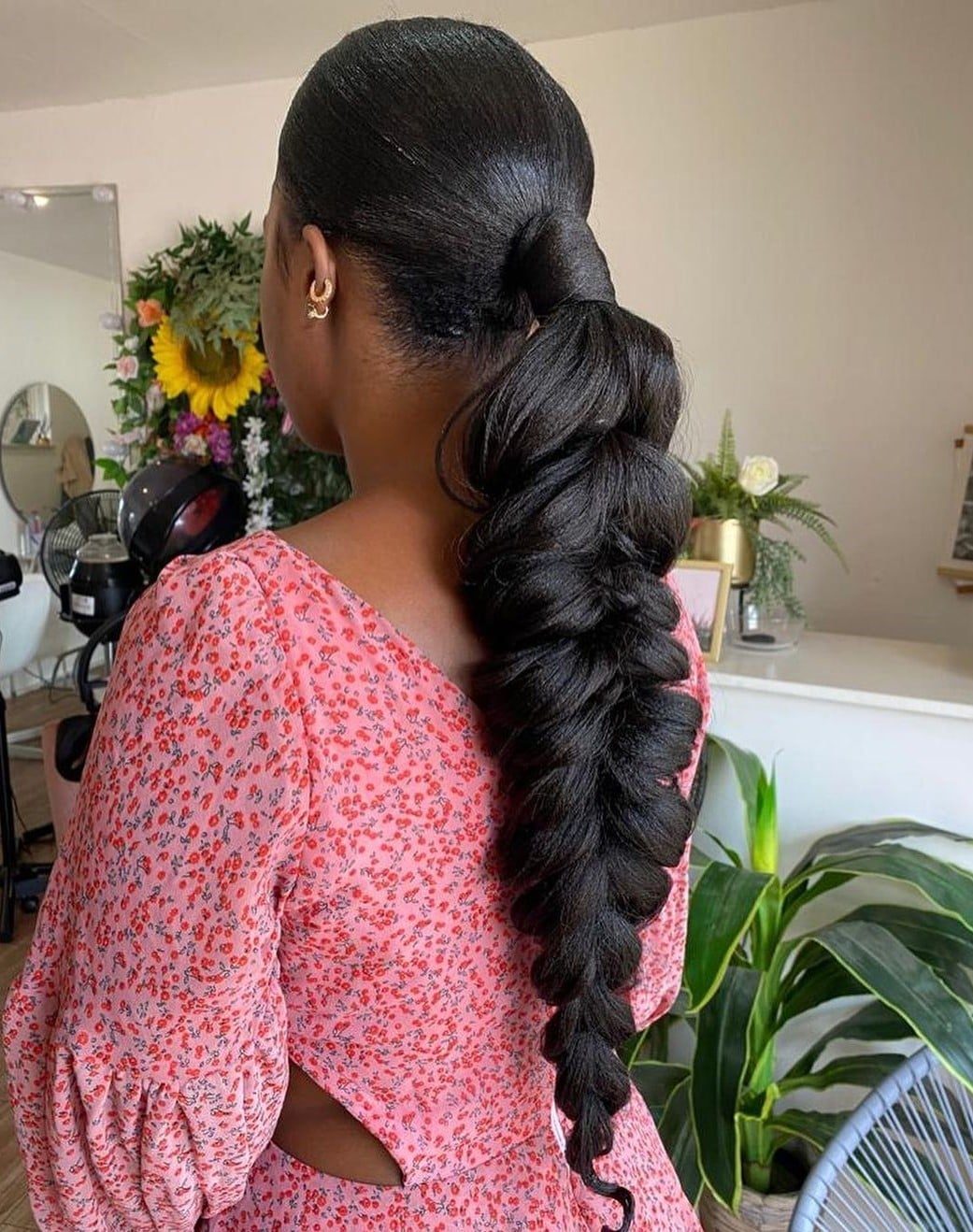 Voluminous Mid-Back Braid — Simple Braided Ponytail Hairstyles Black