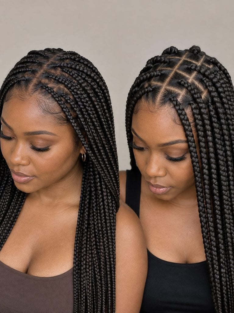 Mid-Back Neat Black Box Braids — Simple Braids for Black Women