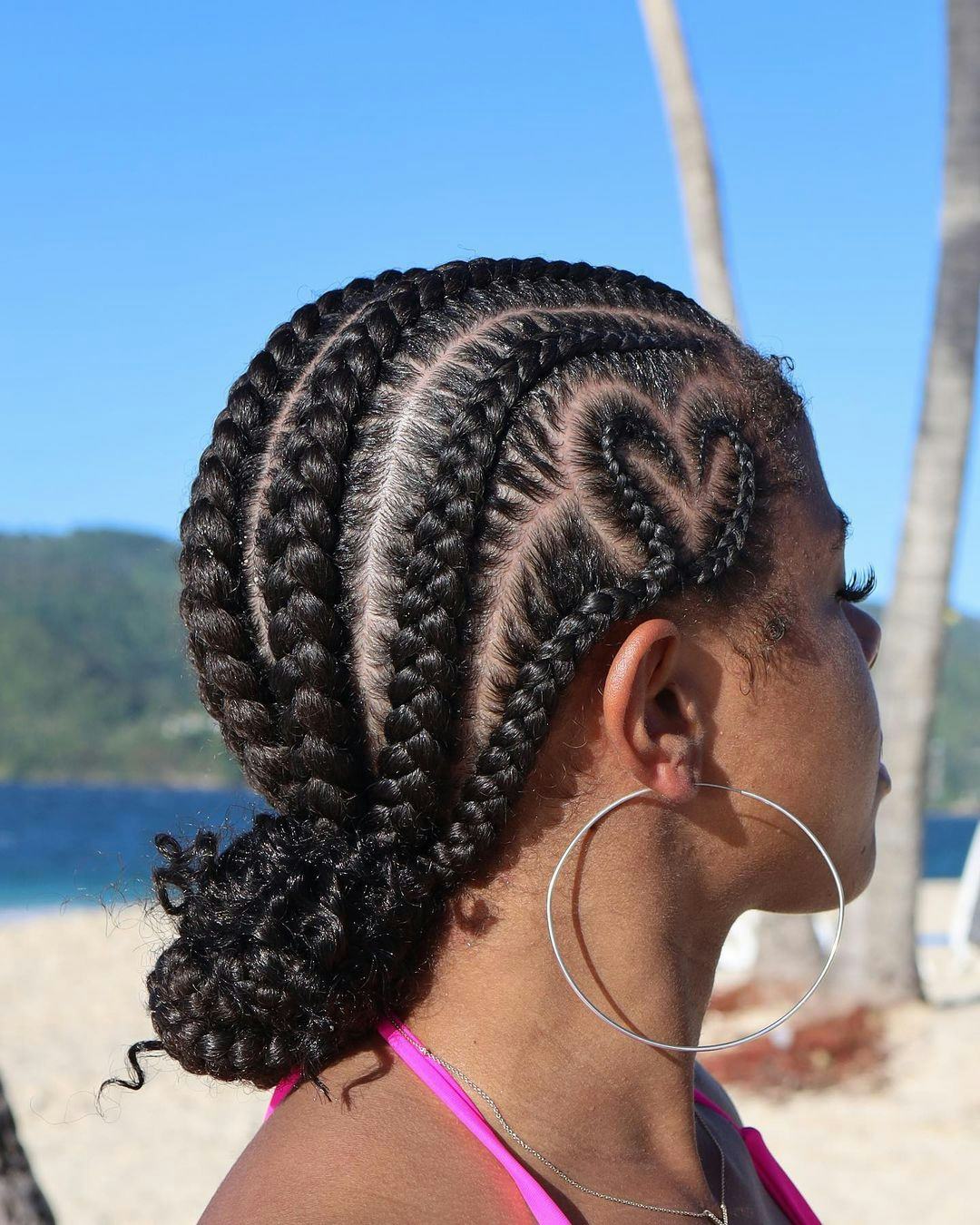 Mid-Back Braids With Heart Crown And Ponytail — Simple Braids for Black Women
