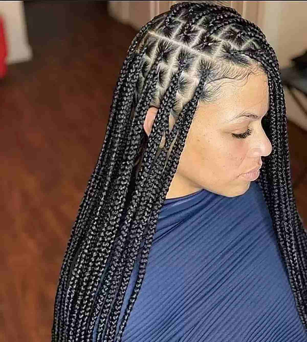 Mid-Back Box Braids With Square Sections — Simple Braids for Black Women