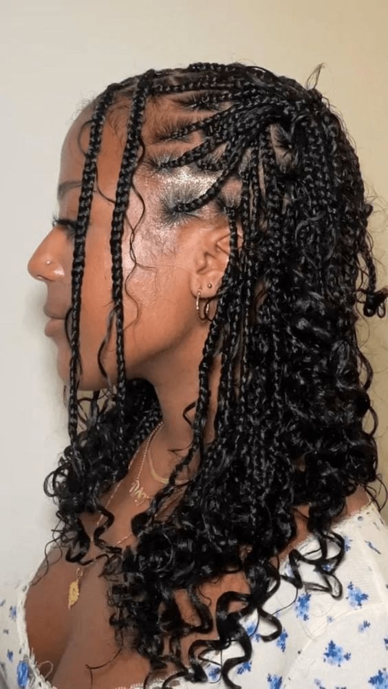 Collarbone Braids And Curls Mix — Simple Braids for Black Women