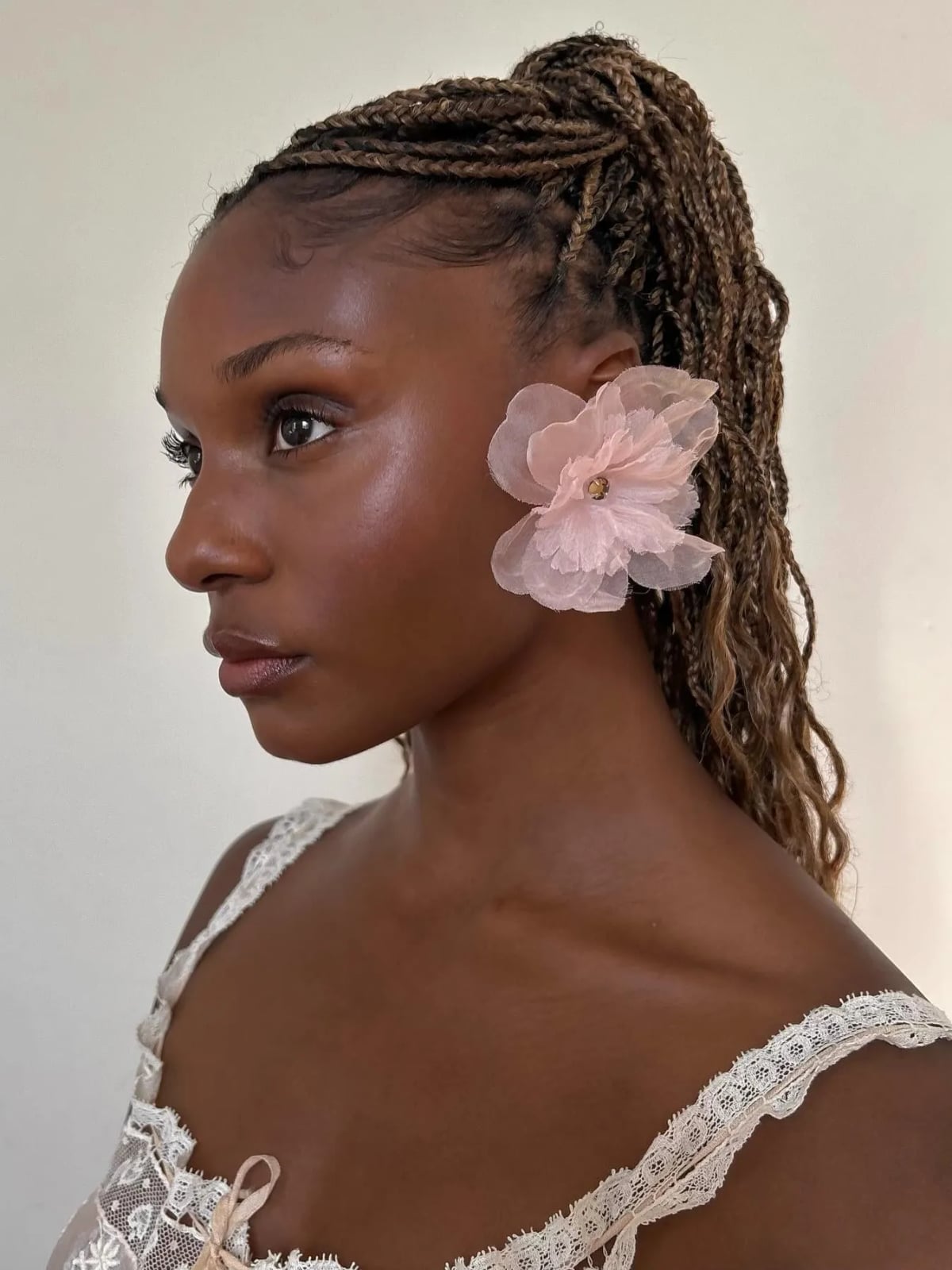 Light Brown Box Braids High Ponytail — Simple Braids on Natural Hair