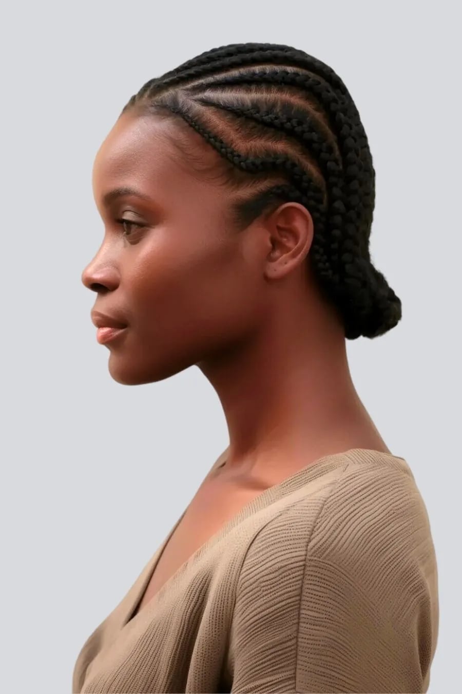 Shoulder Length Cornrows Into Bun — Simple Braids on Natural Hair