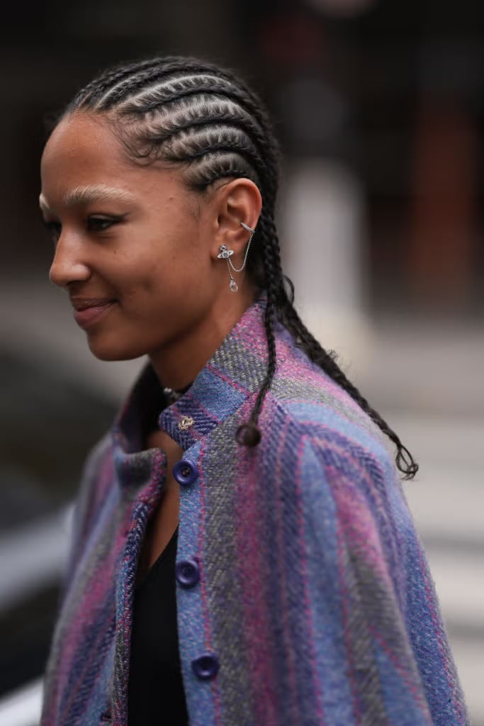 Cornrows With Two Loose Braids — Simple Braids on Natural Hair