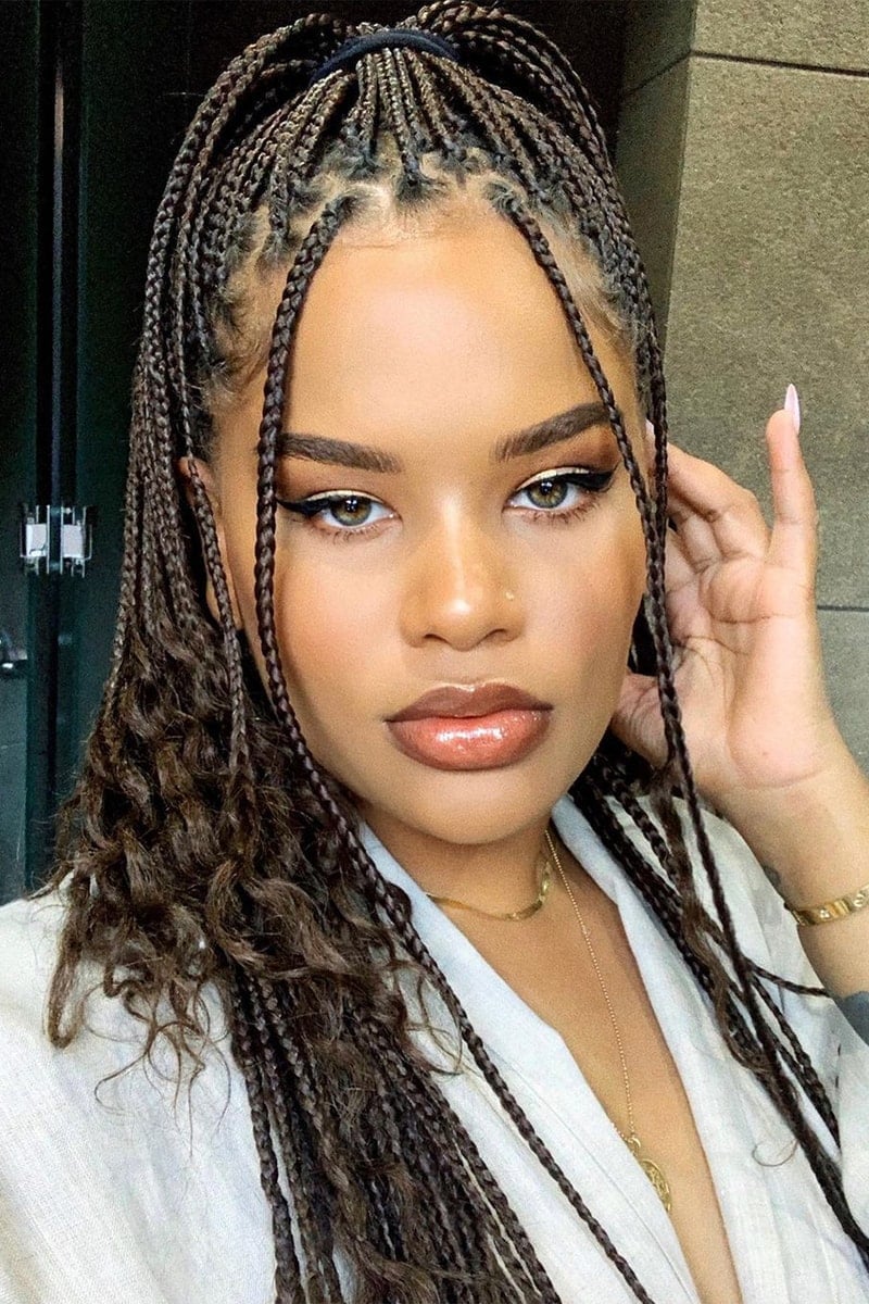 Shoulder Length Braids With Loose Curls — Simple Braids on Natural Hair
