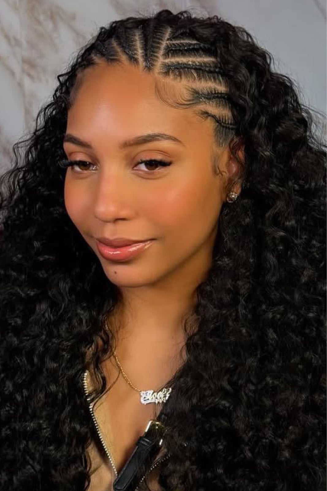 Stitch Braids With Loose Curls — Simple Braids on Natural Hair