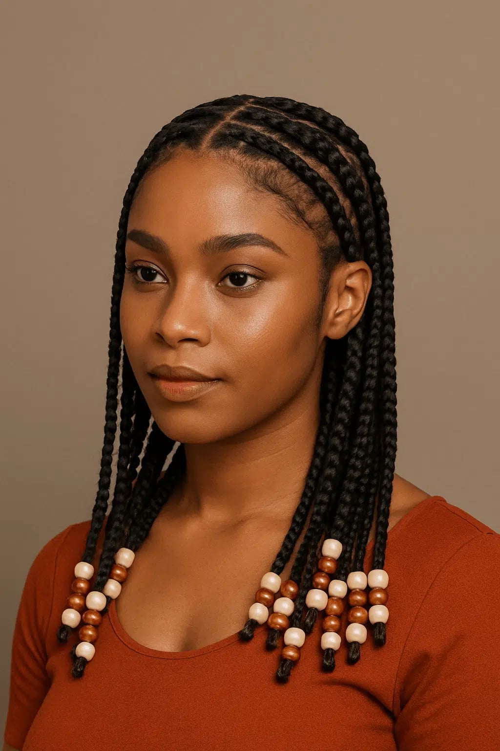 Long Thin Braids With Wooden Beads — Simple Braids on Natural Hair