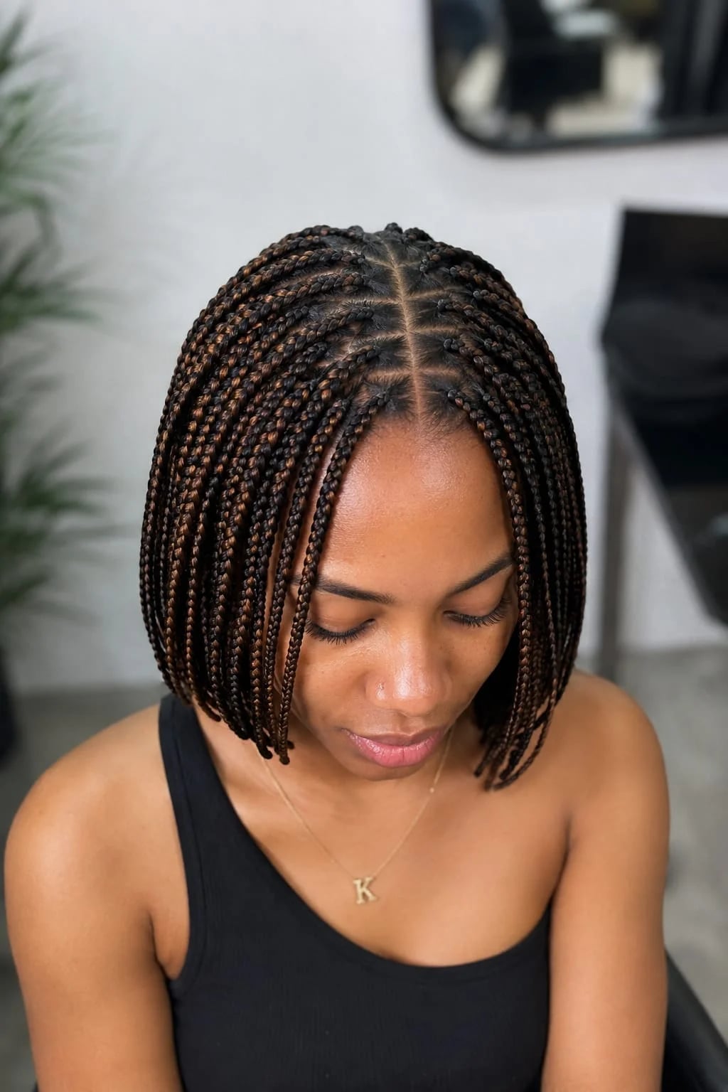 Chin Length Box Braid Bob Two-Tone — Simple Braids on Natural Hair