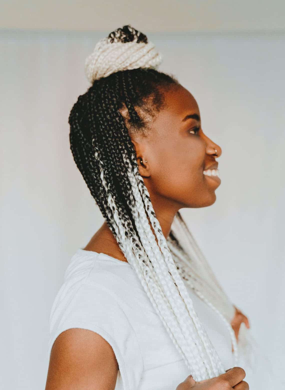 Shoulder Length Box Braids With Curly Ends Shoulder Length Box Braids With Curly Ends — Simple Braids on Top