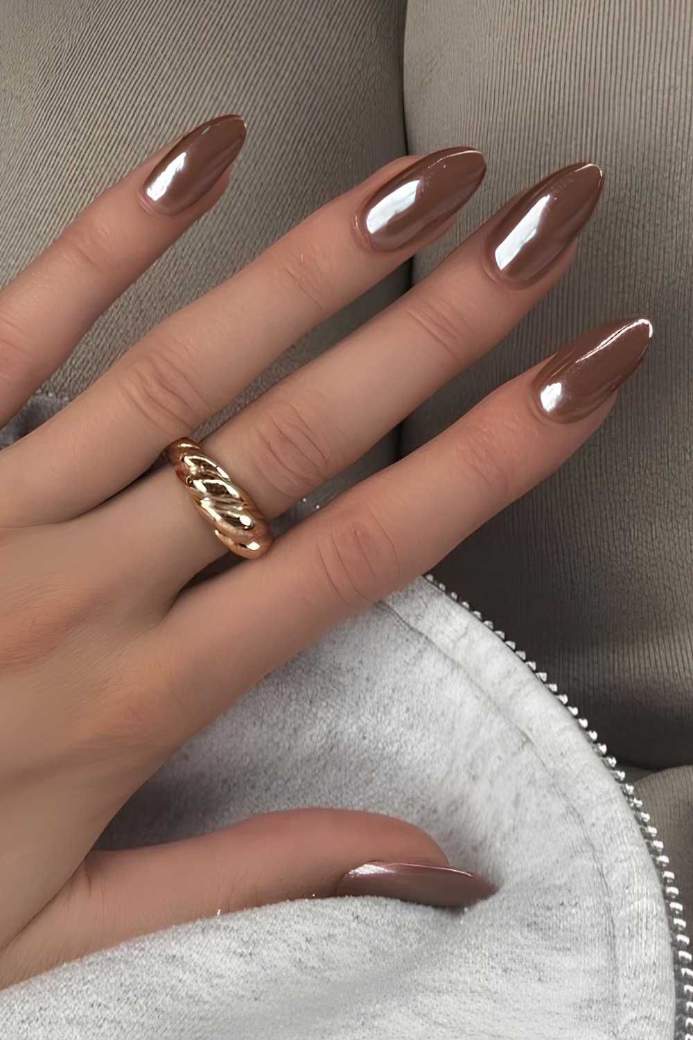 Long Almond Rich Brown Chrome Nails Long Almond Rich Brown Chrome Nails — Simple Brown Chrome Nails