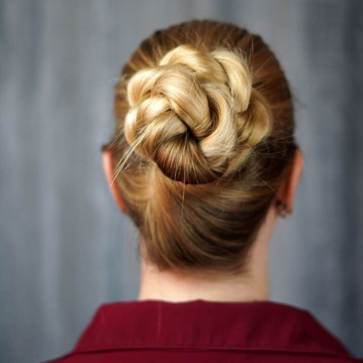 Blonde Thick Intricate Braided Bun, Mid-Back — Simple Bun Braids