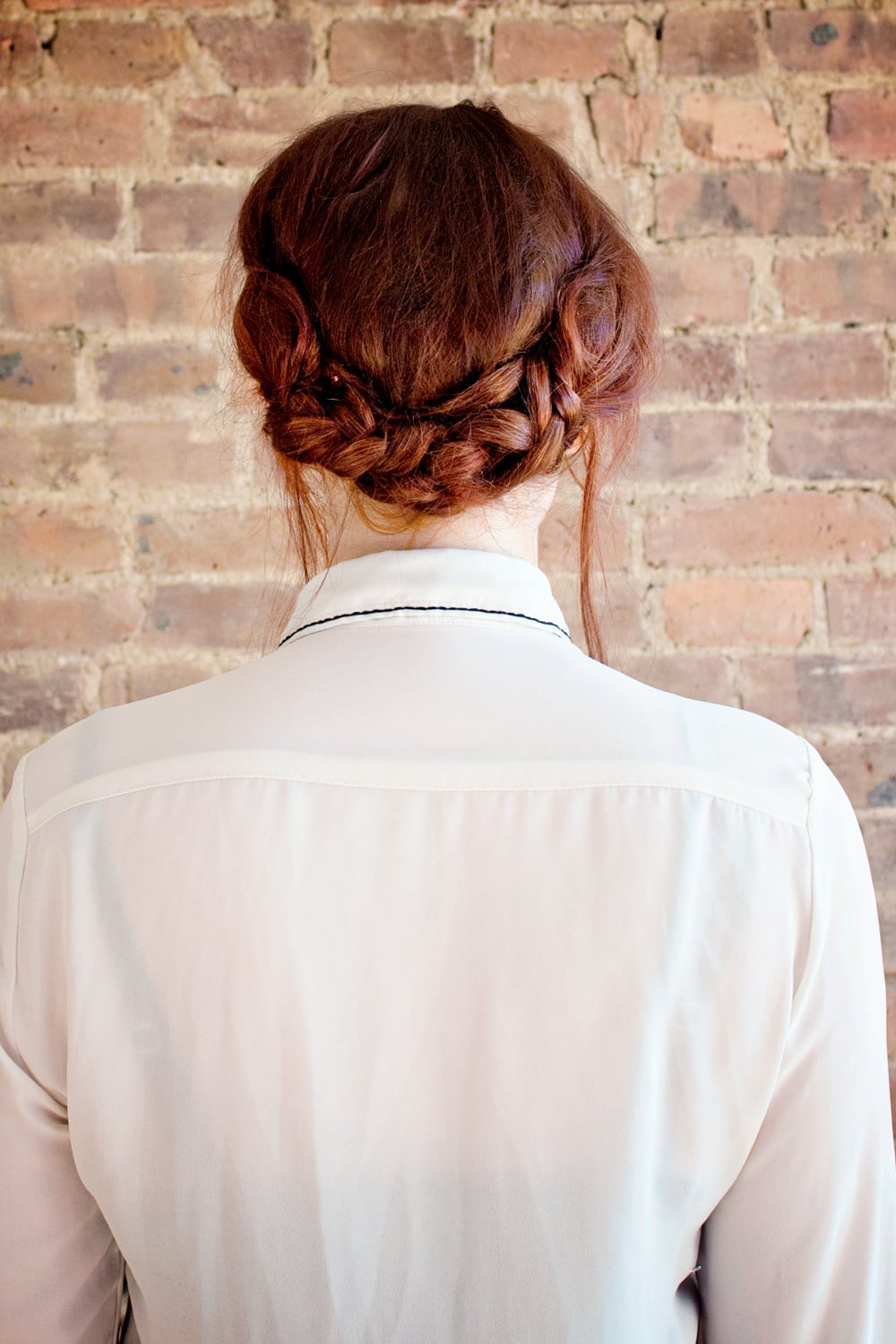 Deep Red Wavy Braided Bun — Simple Bun Braids