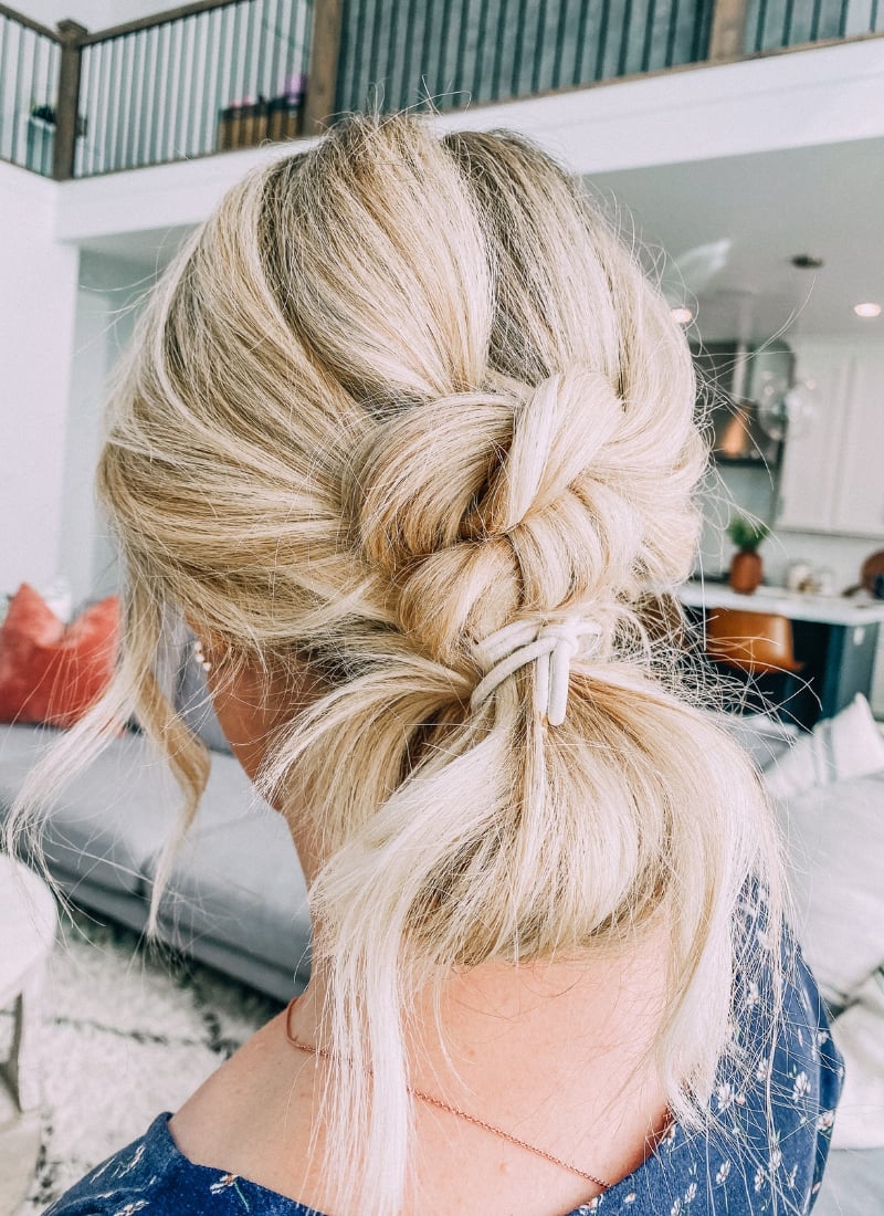 Blonde Knotted Bun With Braided Elements — Simple Bun Braids