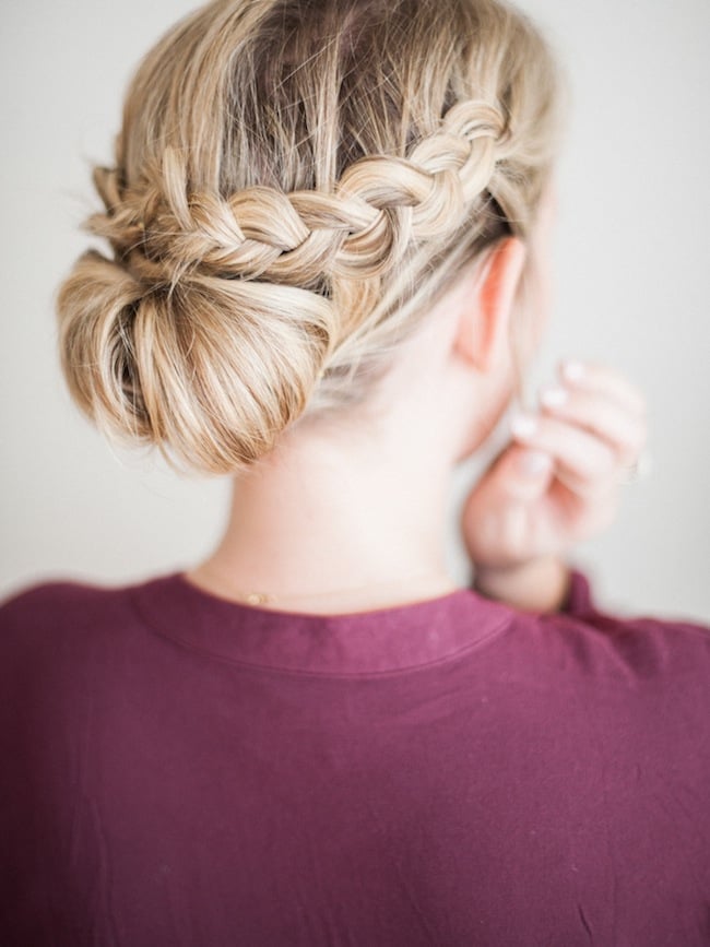 Blonde Intricate Braided Crown Bun — Simple Bun Braids