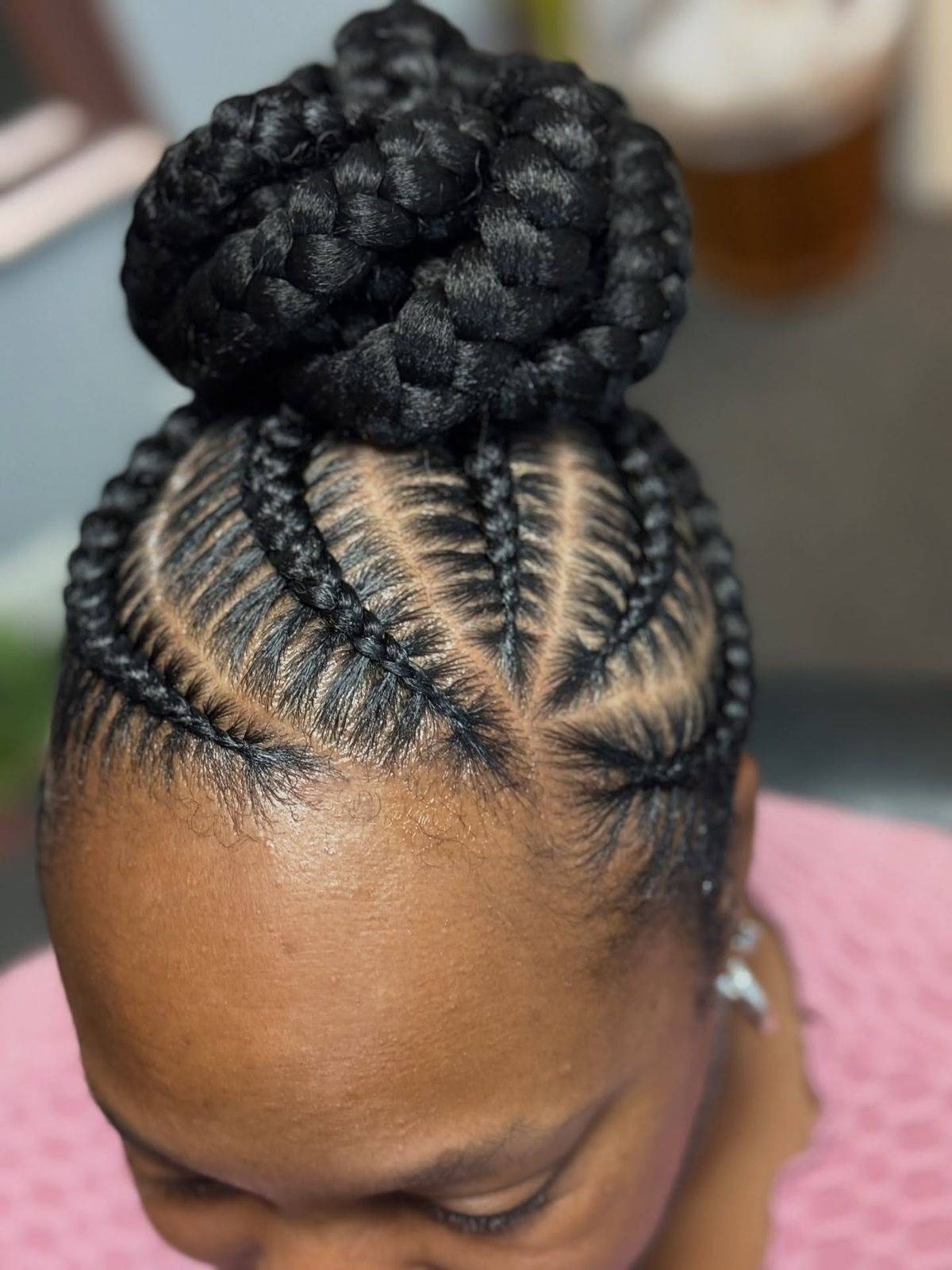 Black Coily Geometric Braided Bun — Simple Bun Braids