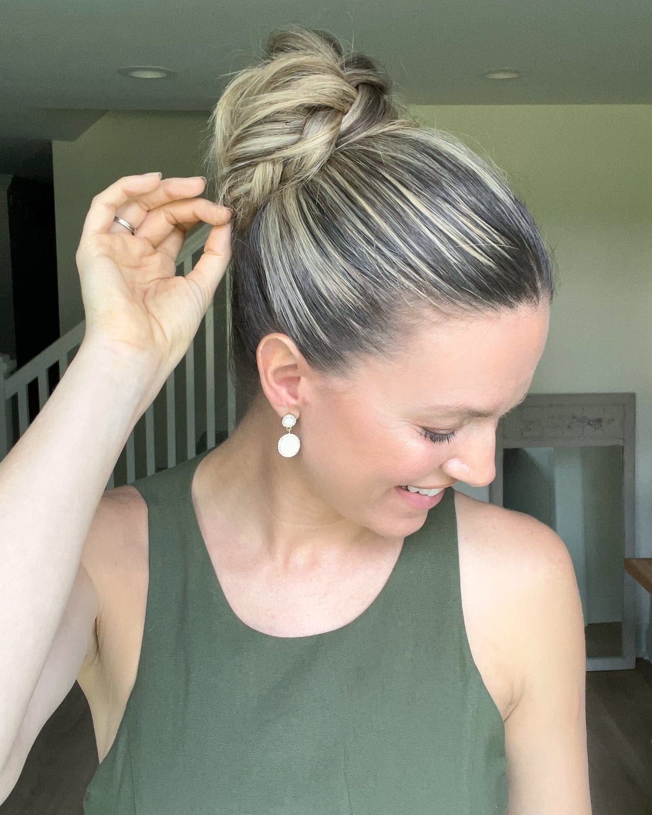 Polished Blonde Braided Bun Root Shadow — Simple Bun Braids