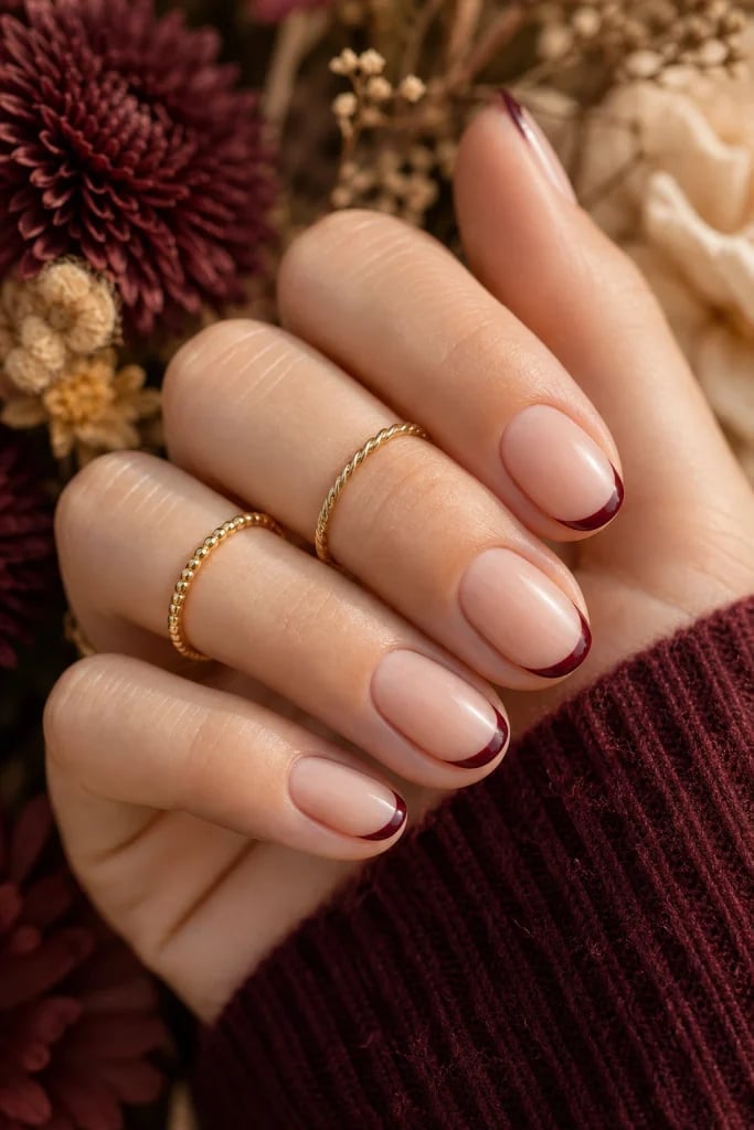 Deep Burgundy French Tip Almond Nails Deep Burgundy French Tip Almond Nails — Simple Burgundy Nails Art