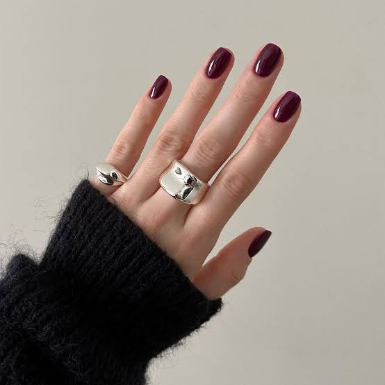 Medium Almond Nails With Burgundy French and Cherry Art — Simple Burgundy Nails Design