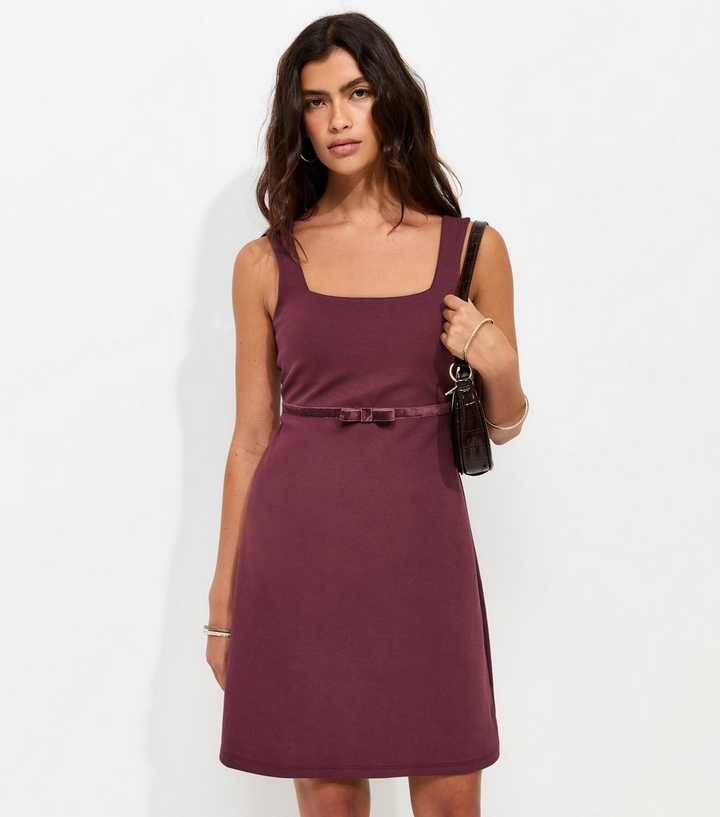 Burgundy Velvet Mini Dress with Bow Detail — Simple Burgundy Outfits for Women