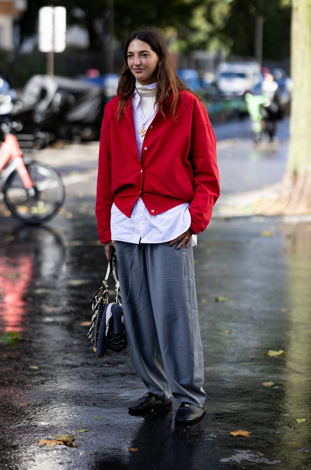 Red Oversized Cardigan with Wide Leg Trousers Red Oversized Cardigan with Wide Leg Trousers — Simple Cardigan Outfits Ideas