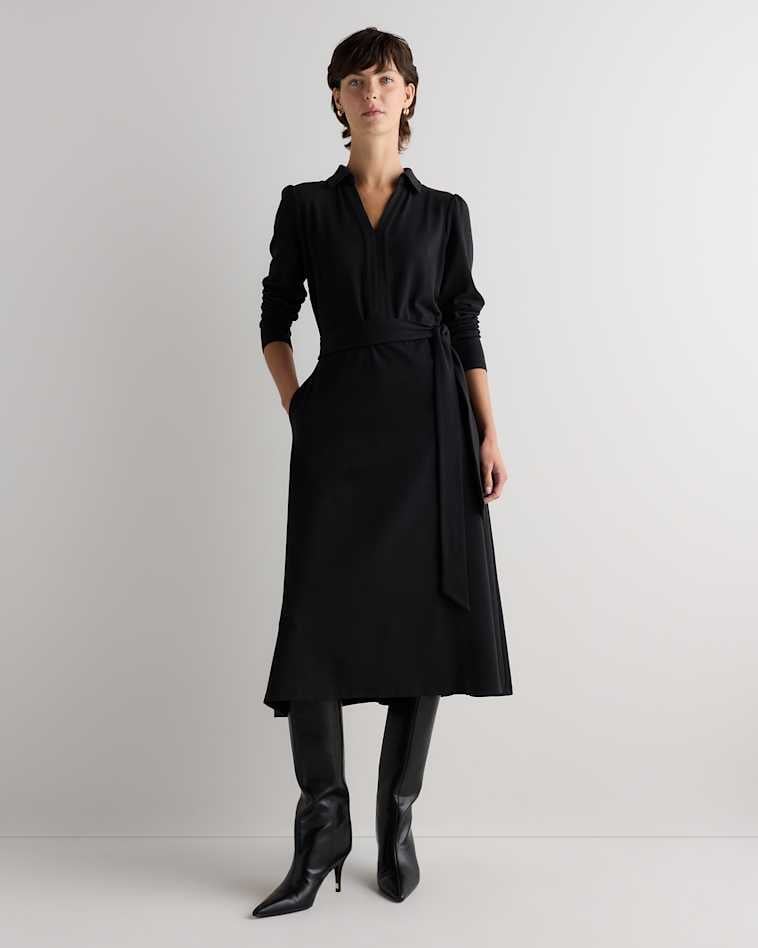 Black Long Sleeve Wrap Dress Black Long Sleeve Wrap Dress — Simple Casual Dresses Outfits