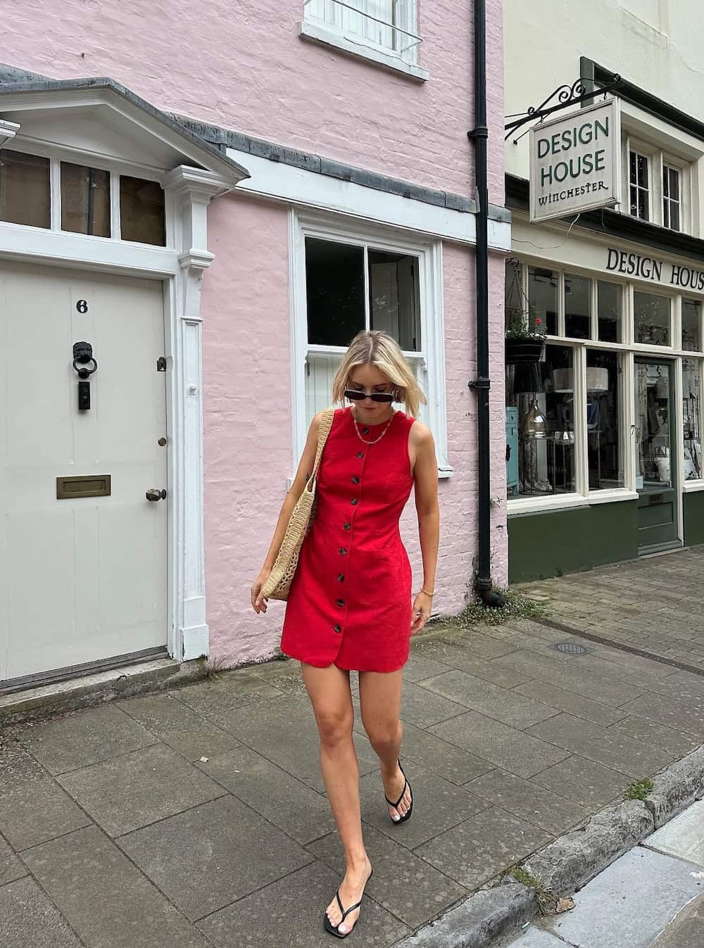 Red Linen Button-Front Mini Dress Red Linen Button-Front Mini Dress — Simple Casual Dresses Outfits