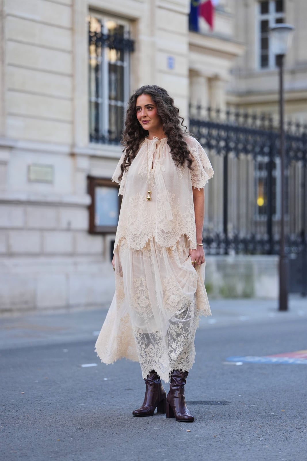 Cream Lace Overlay Tiered Dress Cream Lace Overlay Tiered Dress — Simple Celebrities Dresses