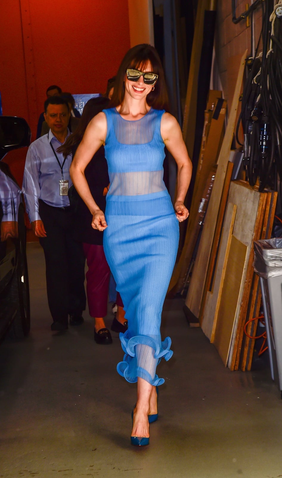 Bright Blue Sheer Ribbed Knit Midi Dress Bright Blue Sheer Ribbed Knit Midi Dress — Simple Celebrities Dresses