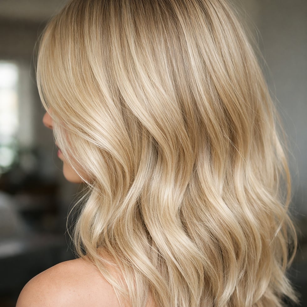 Collarbone Champagne Blonde Highlights Collarbone Champagne Blonde Highlights — Simple Champagne Blonde