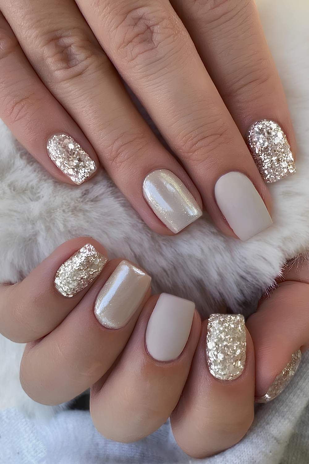 Golden Peach Glitter Oval Nails Golden Peach Glitter Oval Nails — Simple Champagne Nails