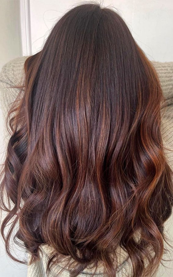 Mid-Back Chestnut Balayage With Gloss Mid-Back Chestnut Balayage With Gloss — Simple Chestnut Hair