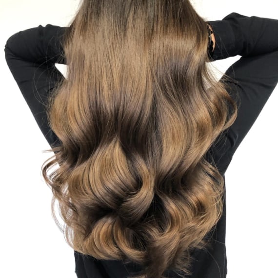 Mid-Back Chestnut With Lighter Pieces Mid-Back Chestnut With Lighter Pieces — Simple Chestnut Hair