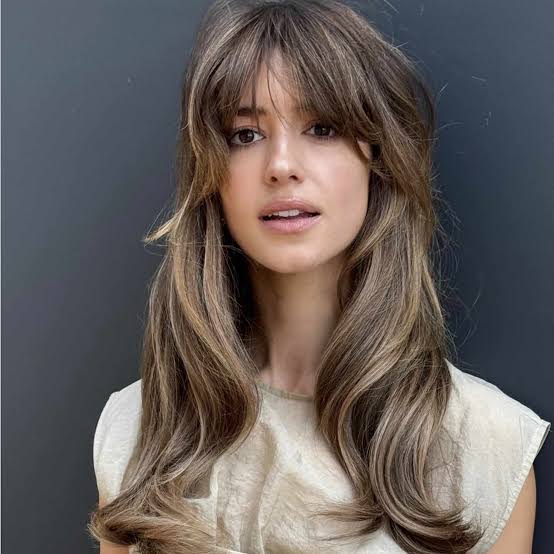 Collarbone Layers With Curtain Bangs Collarbone Layers With Curtain Bangs — Simple Chestnut Hair